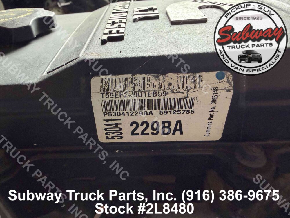 3H8589-3 Used 2020 Dodge Ram 2500 6.7L Cummins Engine Assembly