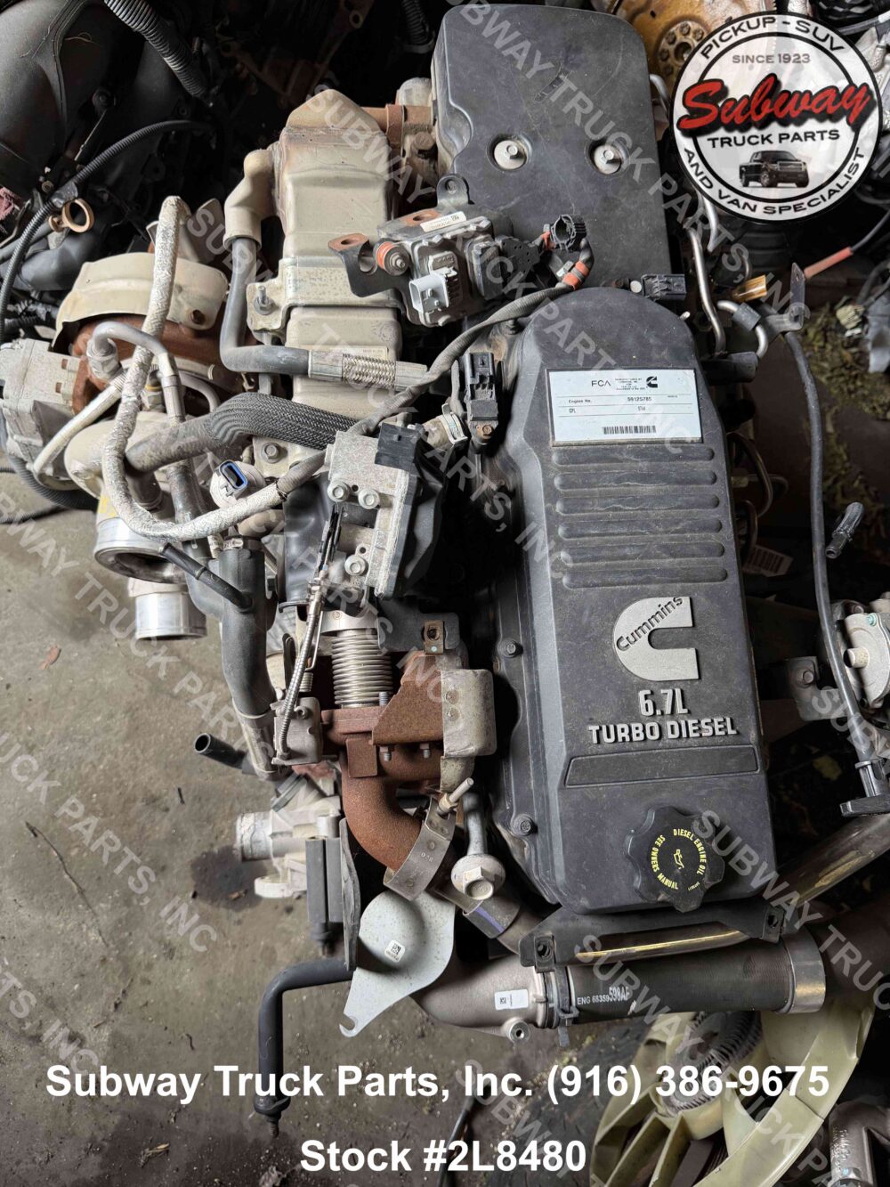3H8589-7 Used 2020 Dodge Ram 2500 6.7L Cummins Engine Assembly