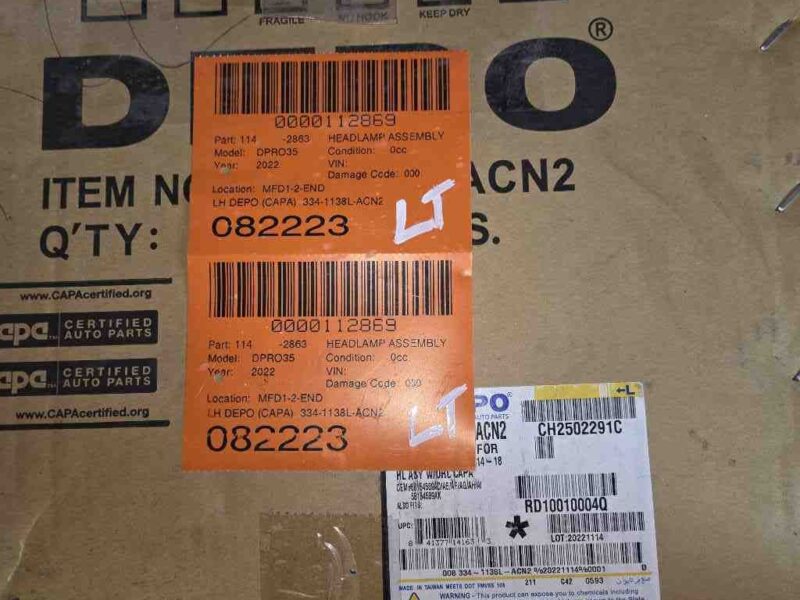 0000112869_0 Used 2022 Ram ProMaster 3500 Headlamp Assembly LH
