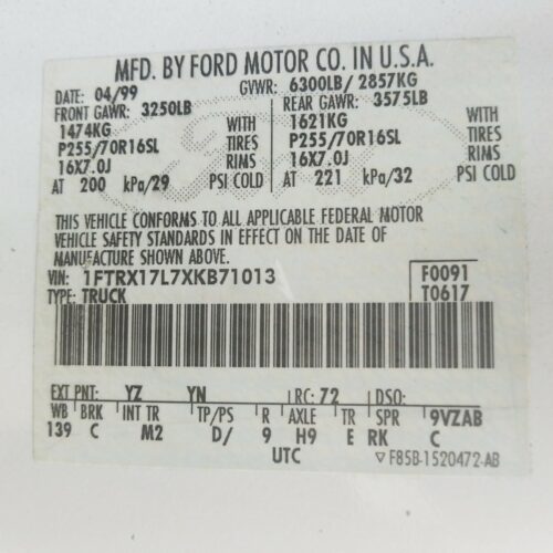 Used 1999 Ford F-150 Keys / Latches / Locks LH