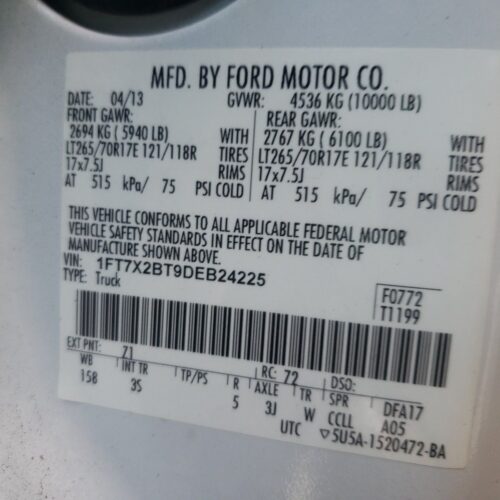 Used 2013 Ford F-250 Super Duty Chassis Control Module DC3Z7Z369L