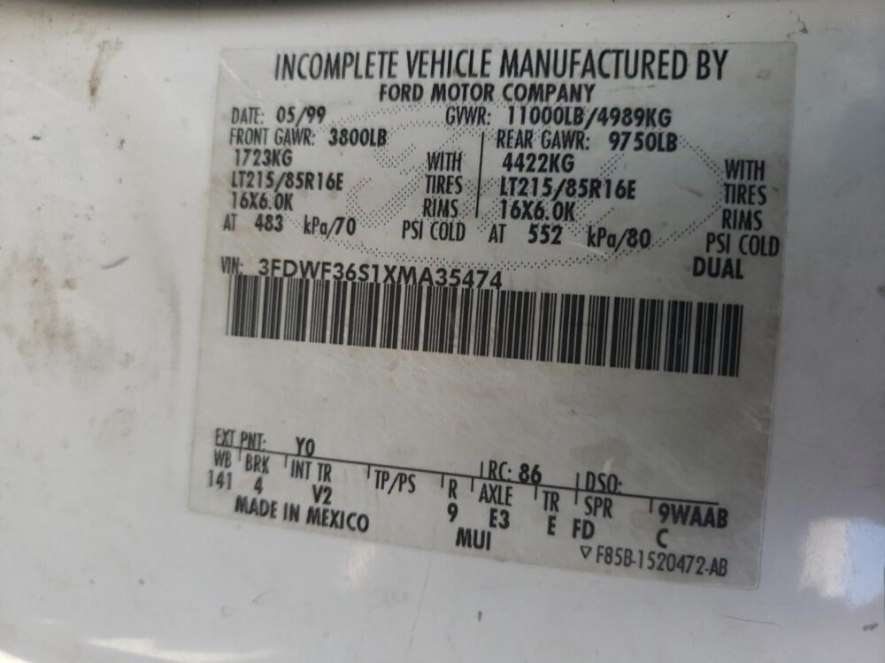 1G8264_10 Used 1999 Ford F-350 Super Duty Leaf Spring Rear
