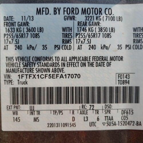 Used 2014 Ford F-150 Side View Mirror RH