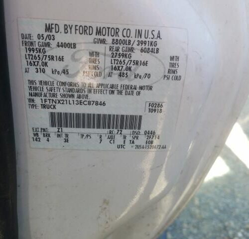 Used 2003 Ford F-250 Super Duty Side View Mirror RH
