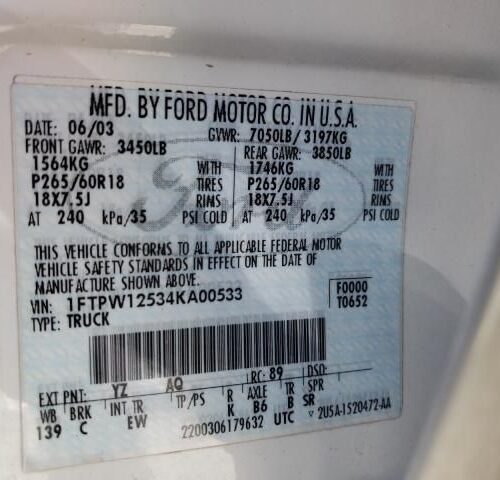 1K8309_5 Used 2004 Ford F-150 Decklid Tailgate