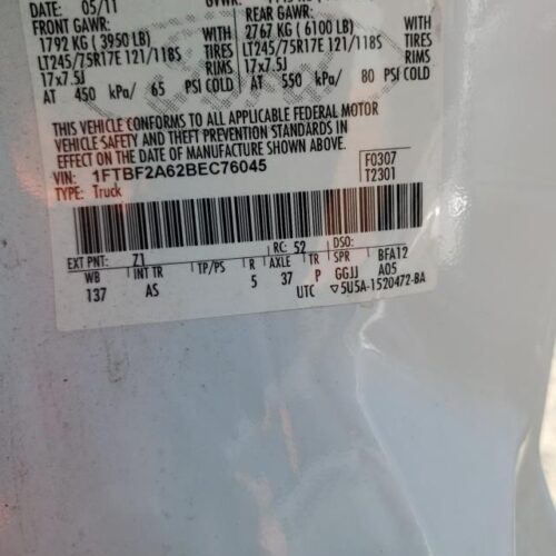1L8321_7 Used 2011 Ford F-250 Super Duty Front Door Switch LH 8S4Z14529AA