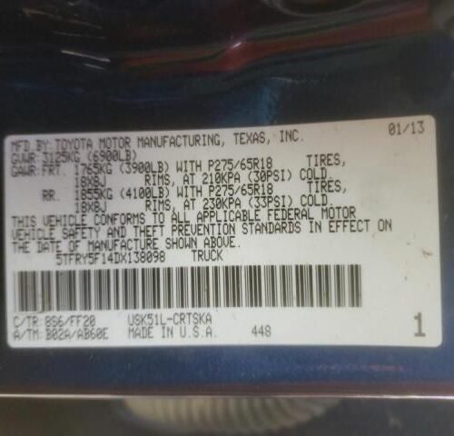 2D8376_3 Used 2013 Toyota Tundra Wheel