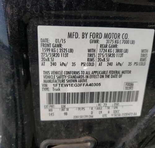 2D8380_10 Used 2015 Ford F-150 Spindle Knuckle Front RH