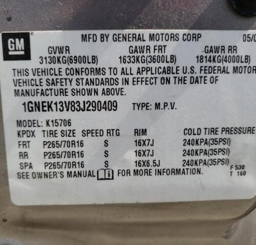 Used 2003 Chevrolet Tahoe Decklid Tailgate