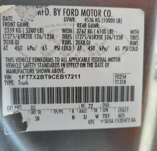 2H8434_7 Used 2012 Ford F-250 Super Duty Air Bag LH BC3Z28042D95C