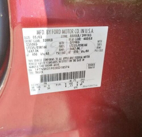 Used 2003 Ford F-250 Super Duty Power Stroke Engine Assembly 6.0L