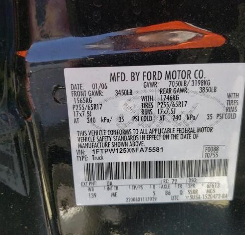 Used 2006 Ford F-150 Door Assembly Rear Side RH