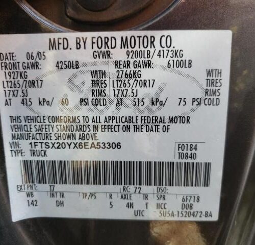 Used 2006 Ford F-250 Super Duty Side View Mirror RH