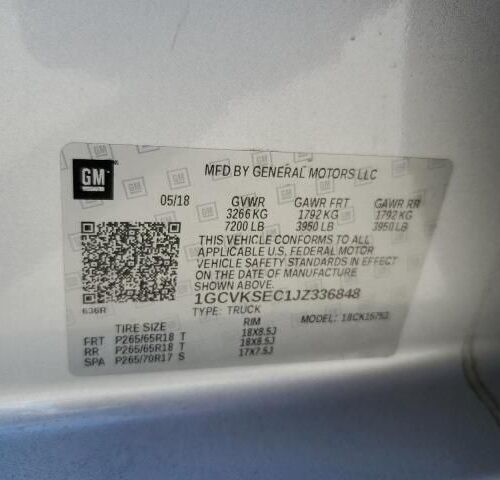 2L8492_10 Used 2018 Chevrolet Silverado 1500 AC Evaporator