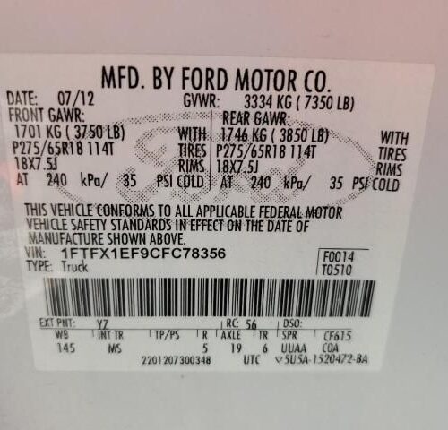 3A8501_10 Used 2012 Ford F-150 Leaf Spring Rear