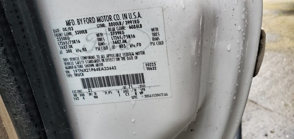 Used 2004 Ford F-250 Super Duty Air Bag LH 2L3Z15043B13AAA