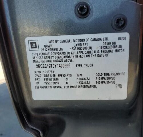 Used 2000 Chevrolet Silverado 1500 Chassis Control Module 19208539