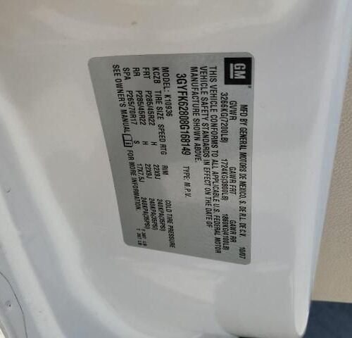 3G8573_11 Used 2008 Cadillac Escalade EXT Door Assembly Rear Side RH