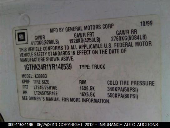 3I6799_9 Used 2000 GMC C/K 3500 Engine / Motor Control Module 16263494
