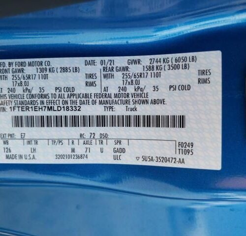 3K8620_1 Used 2021 Ford Ranger Take-Off Bed