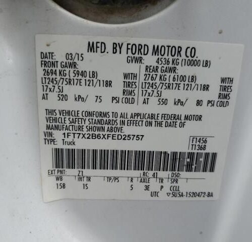 3L8637_3 Used 2015 Ford F-250 Super Duty AC Compressor