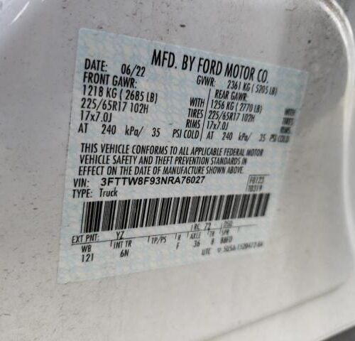 Used 2022 Ford Maverick Dash / Interior / Seat Switch