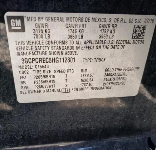 4I8729_5 Used 2017 Chevrolet Silverado 1500 Take-Off Bed