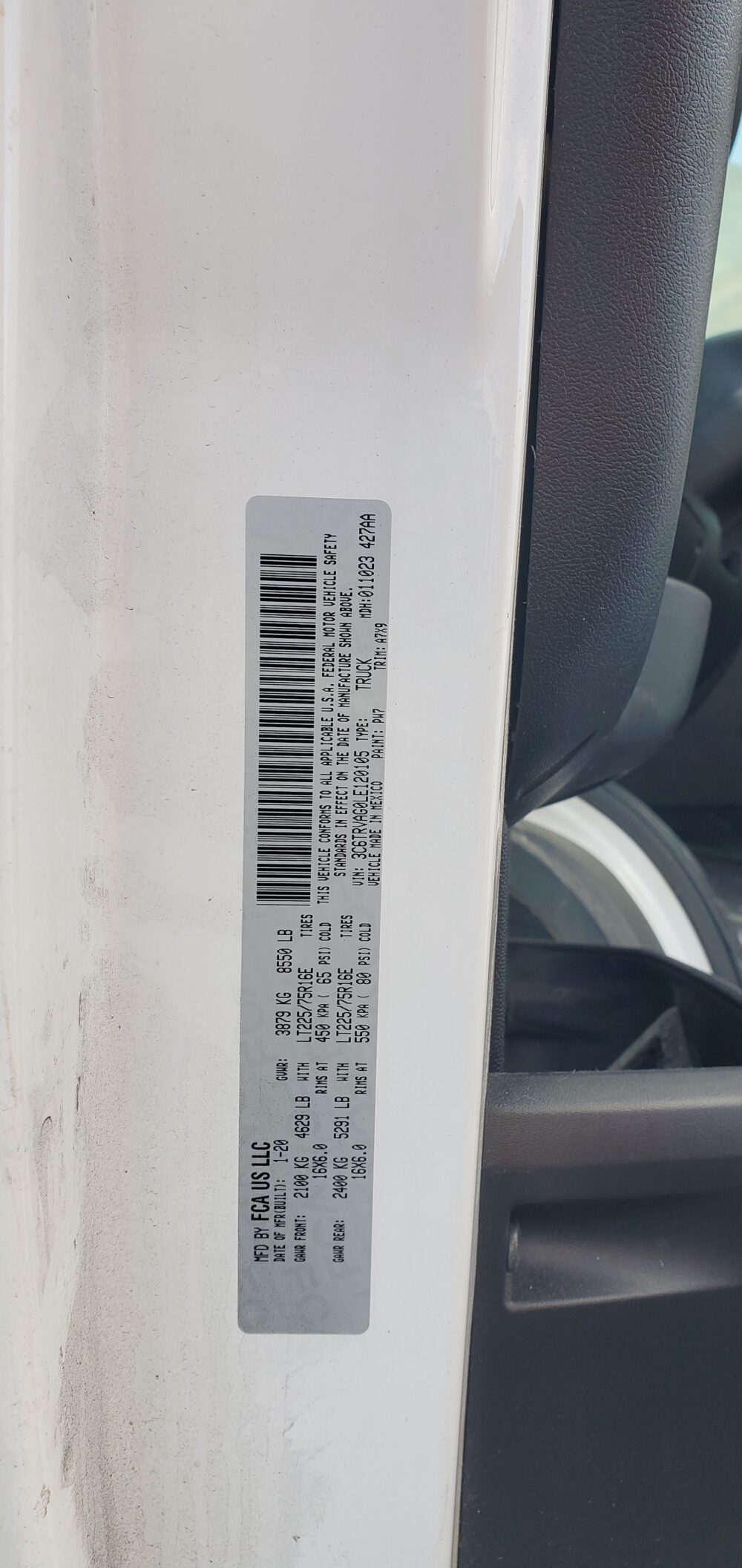 4J8743_4 Used 2020 Ram ProMaster 1500 Instrument Face Plate