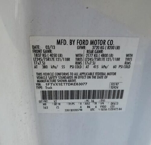 4L8767_4 Used 2013 Ford F-150 Door Assembly Rear Side LH
