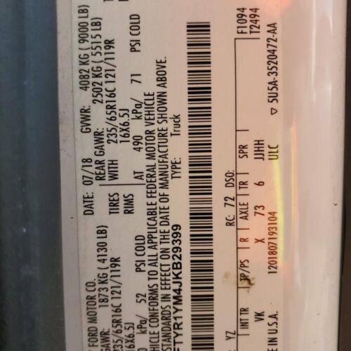 5C8788_5 Used 2018 Ford Transit 250 AC Evaporator
