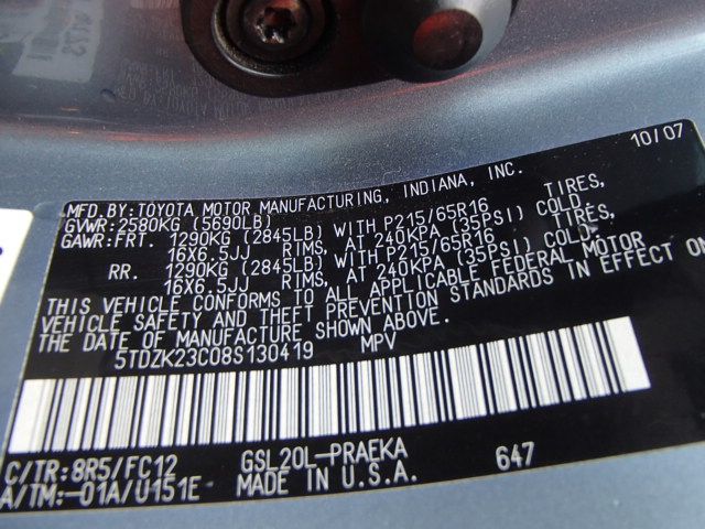6B7231_10 Used 2008 Toyota Sienna Air Bag LH 4513008060B0