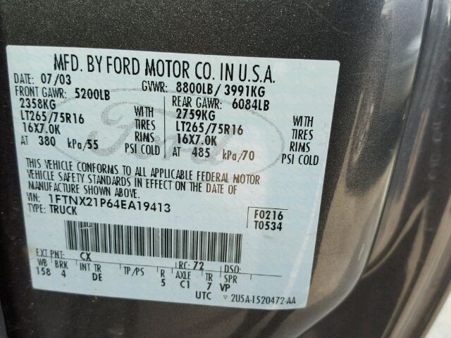 6E7293_2 Used 2004 Ford F-250 Super Duty Front Door Switch LH 5C3Z14529AAA