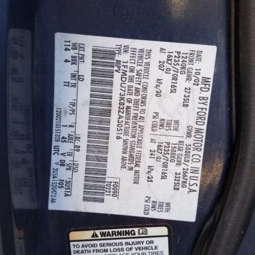 6K7400_1 Used 2003 Ford Explorer Hood