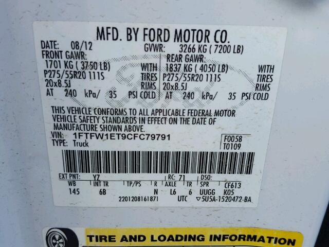 7D7505_6 Used 2012 Ford F-150 Chassis Control Module CL3Z7E453CA