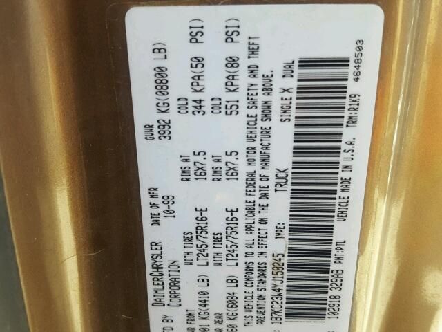 Used 2000 Dodge Ram 2500 Front Door Switch LH 56021912AB