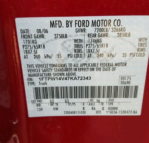 7H7584_7 Used 2007 Ford F-150 Spindle Knuckle Front LH