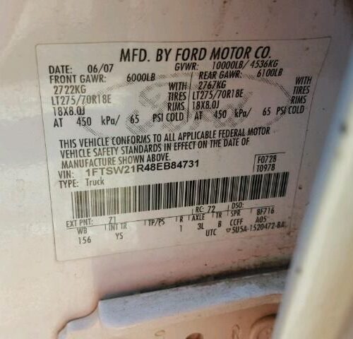 Used 2008 Ford F-250 Super Duty Front Door Switch LH 6L2Z14529BAA