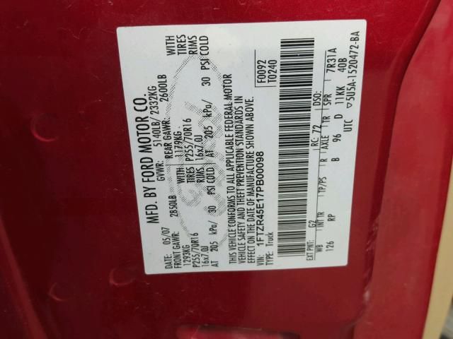 7K7635_8 Used 2007 Ford Ranger Side View Mirror LH