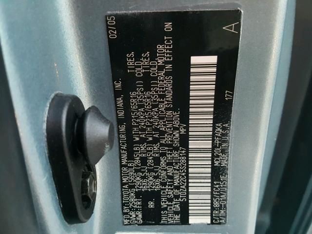 7K7641_10 Used 2005 Toyota Sienna Air Bag RH 7396008040