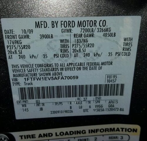 Used 2010 Ford F-150 Console Front