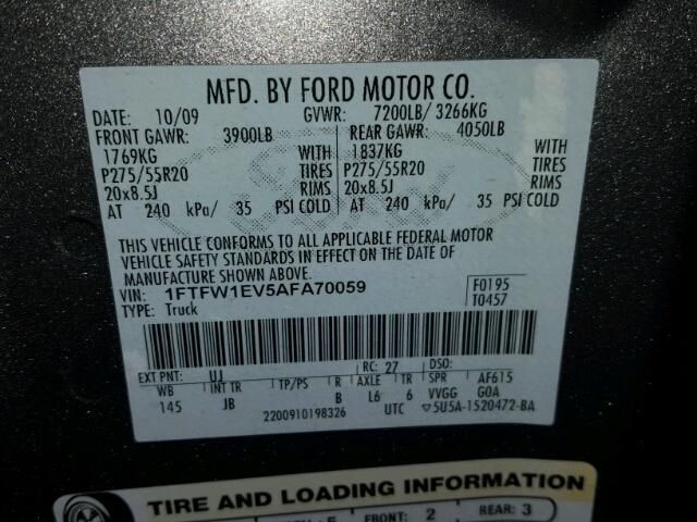 Used 2010 Ford F-150 Console Front