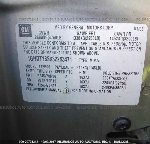 Used 2003 Chevrolet TrailBlazer Lower Control Arm Rear RH