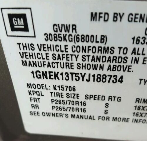 Used 2000 Chevrolet Tahoe Console Front