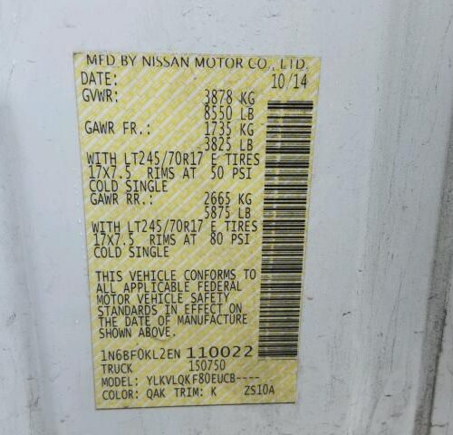 Used 2014 Nissan NV1500 Van Door Handle Exterior RH