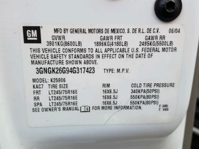 8E7732_2 Used 2004 Chevrolet Suburban 2500 Decklid Tailgate
