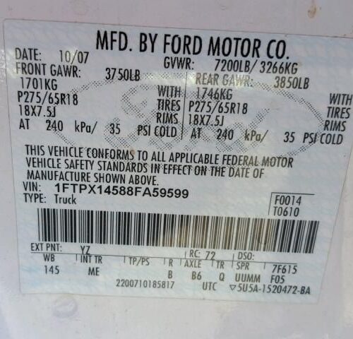 Used 2008 Ford F-150 Keys / Latches / Locks LH
