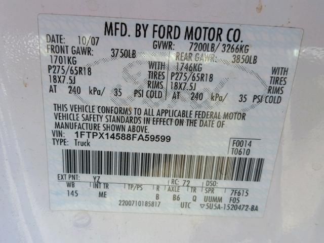 Used 2008 Ford F-150 Keys / Latches / Locks LH