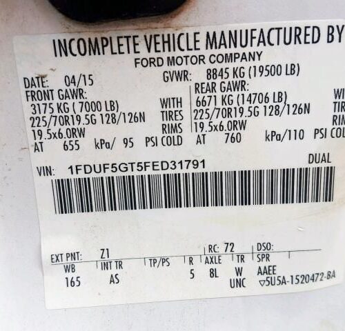 9E7953_9 Used 2015 Ford F-350 Super Duty Front Door Switch LH CC3Z14529AA