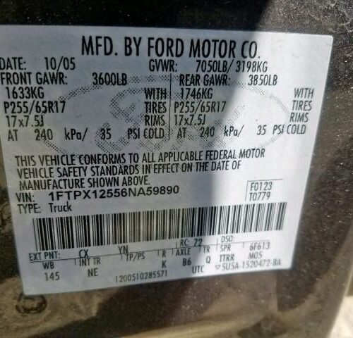 Used 2006 Ford F-150 Keys / Latches / Locks