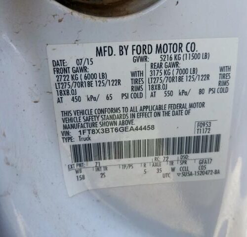Used 2016 Ford F-350 Super Duty Axle Assembly Rear
